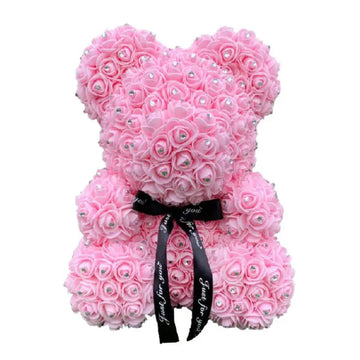 Dark Pink Teddy Bear With Bow and Diamond
