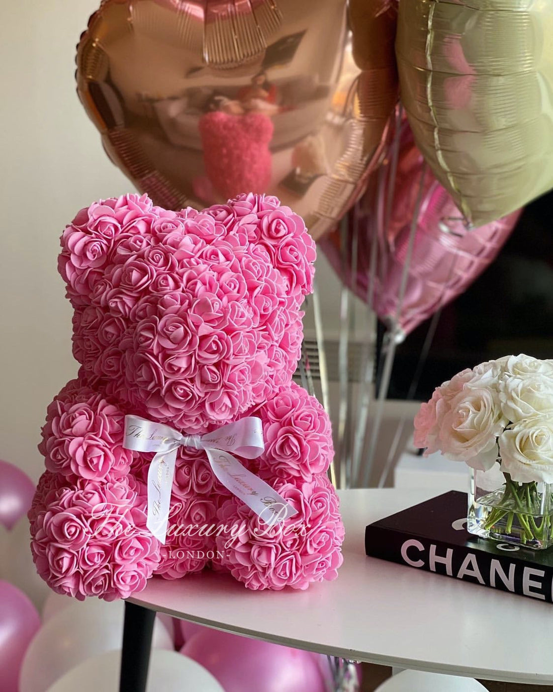 Pink Rose Bear with Heart – 40cm