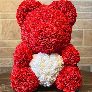 Red Teddy Bear With Hearts