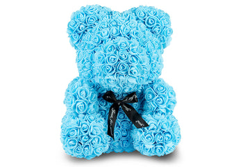 Baby Blue Rose Bear 40cm | Stylish Gift for Him or Her, Ideal for Special Occasions