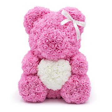 Pink Rose Bear with Heart – 40cm