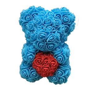 Blue Teddy Bear with Hearts – Soft Plush Gift