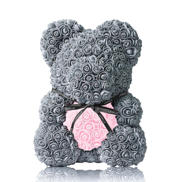 Grey Rose Bear with Pink Heart 40cm