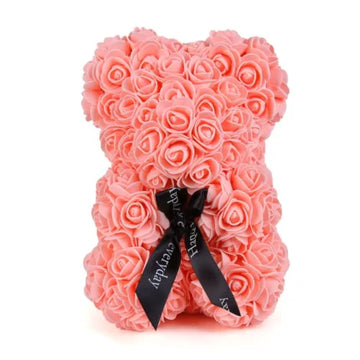 Dark Pink Teddy Bear with Bow – Soft Plush Gift