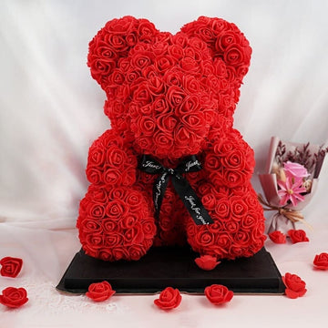 Red Rose Bear with Ribbon 40cm | Romantic Gift for Her, Birthday or Anniversary Surprise